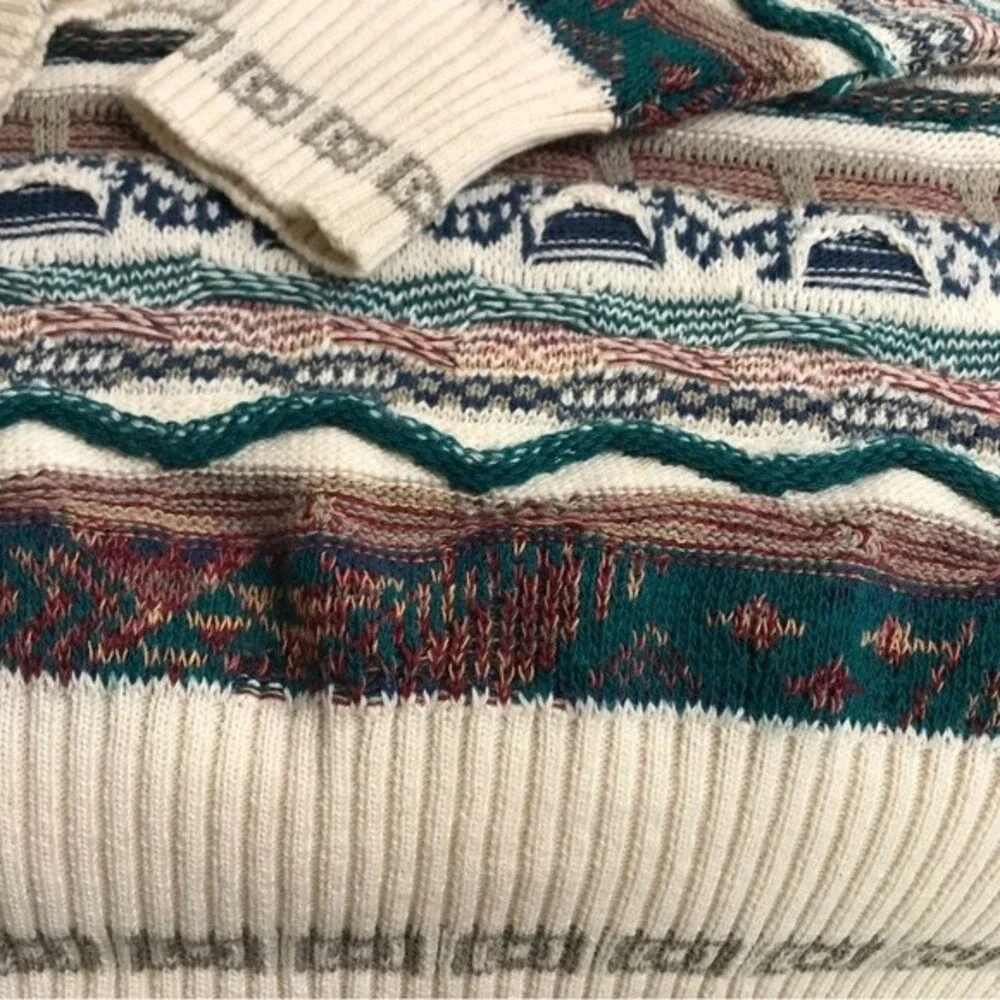 Vintage Alfani Textured 3D Knit Sweater Coogi Style Pullover Men Size Large